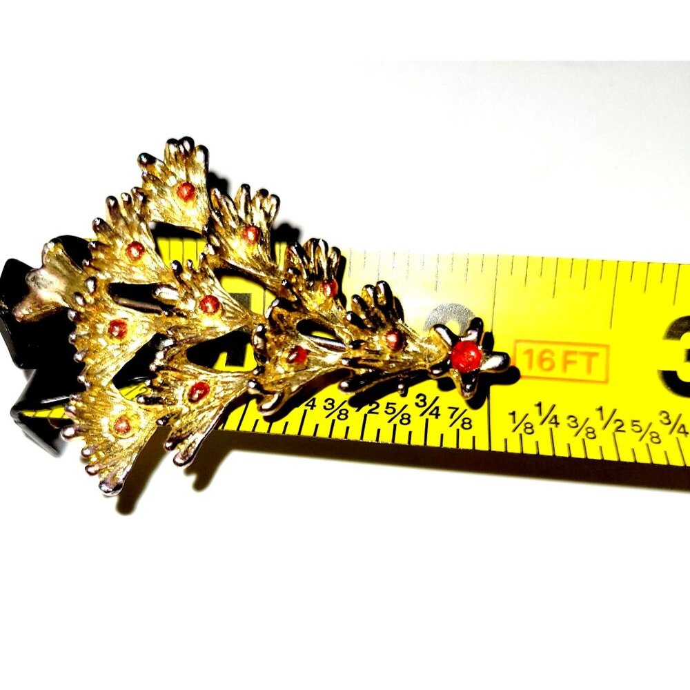 Vintage Gerrys Christmas Candle and Tree Brooch Gold Tone Enamel Holiday Pin - Picture 5 of 8